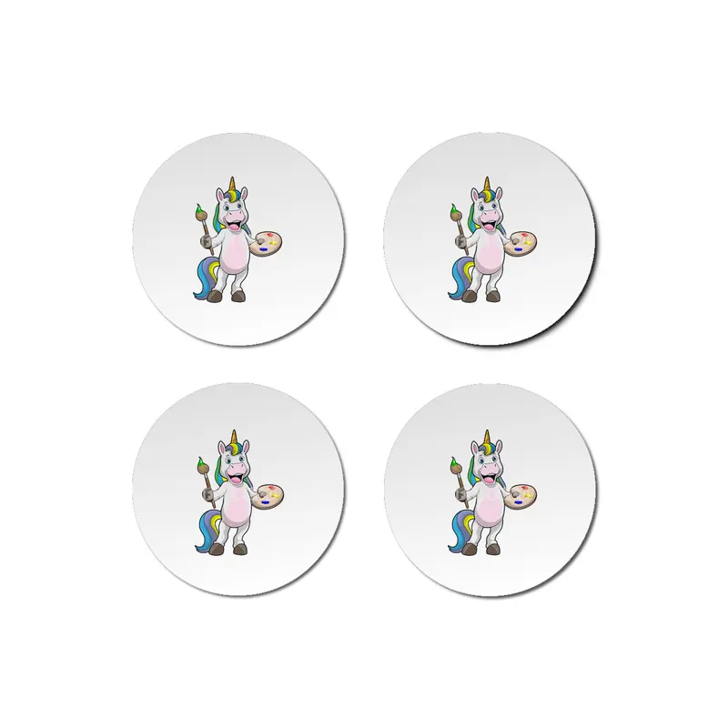 Unicorn at Painting with Brush & Colour Bardak Altlığı