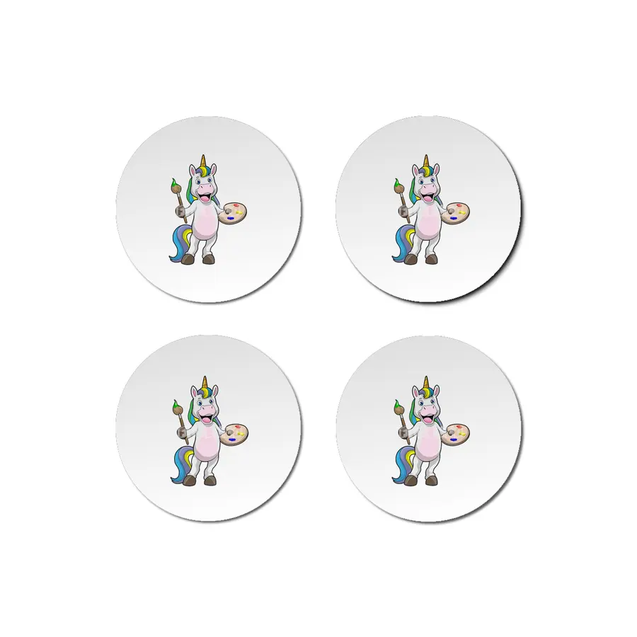 Unicorn at Painting with Brush & Colour Bardak Altlığı
