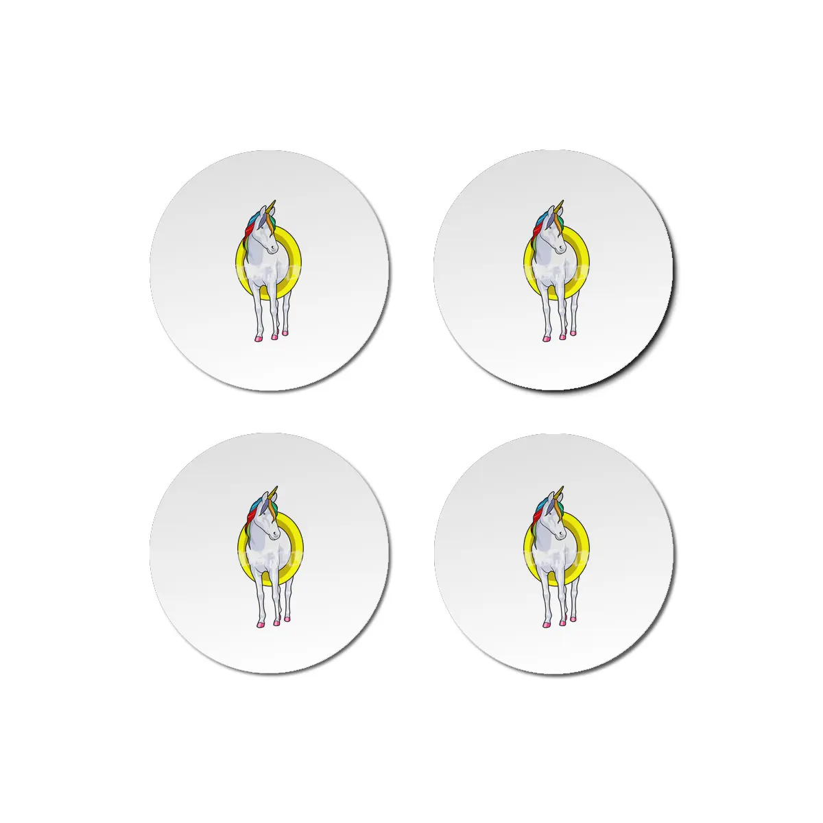 Unicorn at Swimming with Swim ring Bardak Altlığı