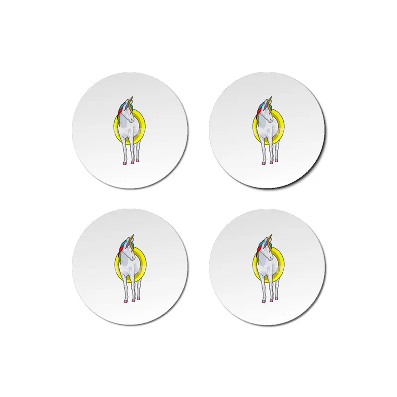 Unicorn at Swimming with Swim ring Bardak Altlığı