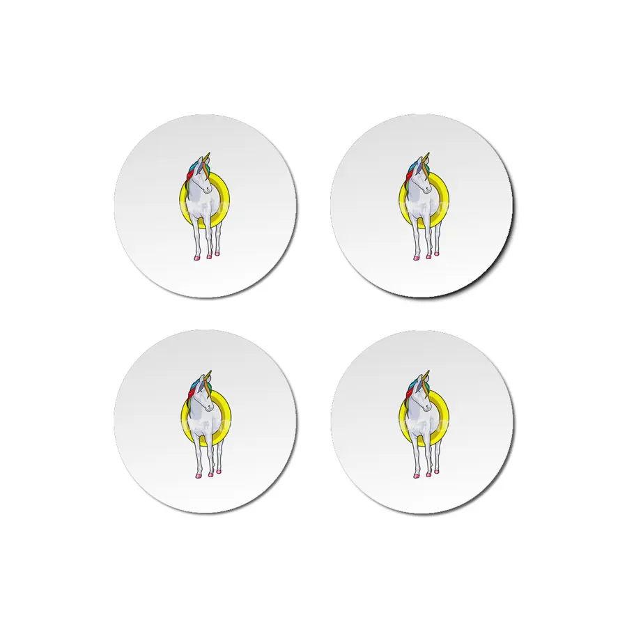 Unicorn at Swimming with Swim ring Bardak Altlığı