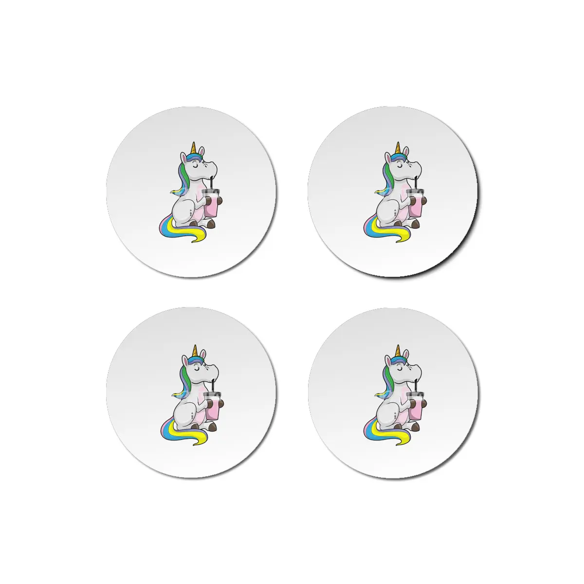 Unicorn with Bubble Tea Bardak Altlığı