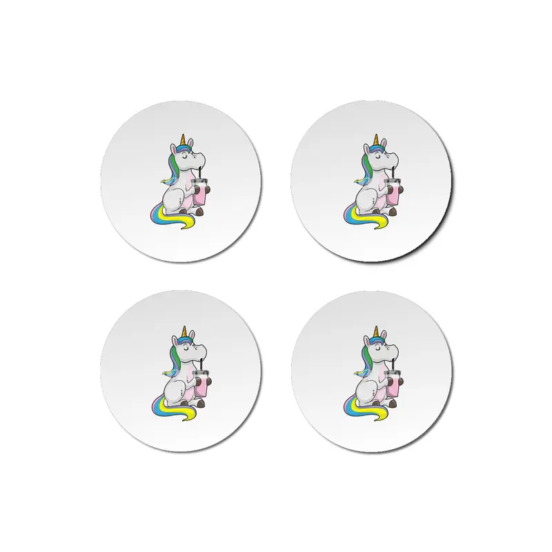 Unicorn with Bubble Tea Bardak Altlığı