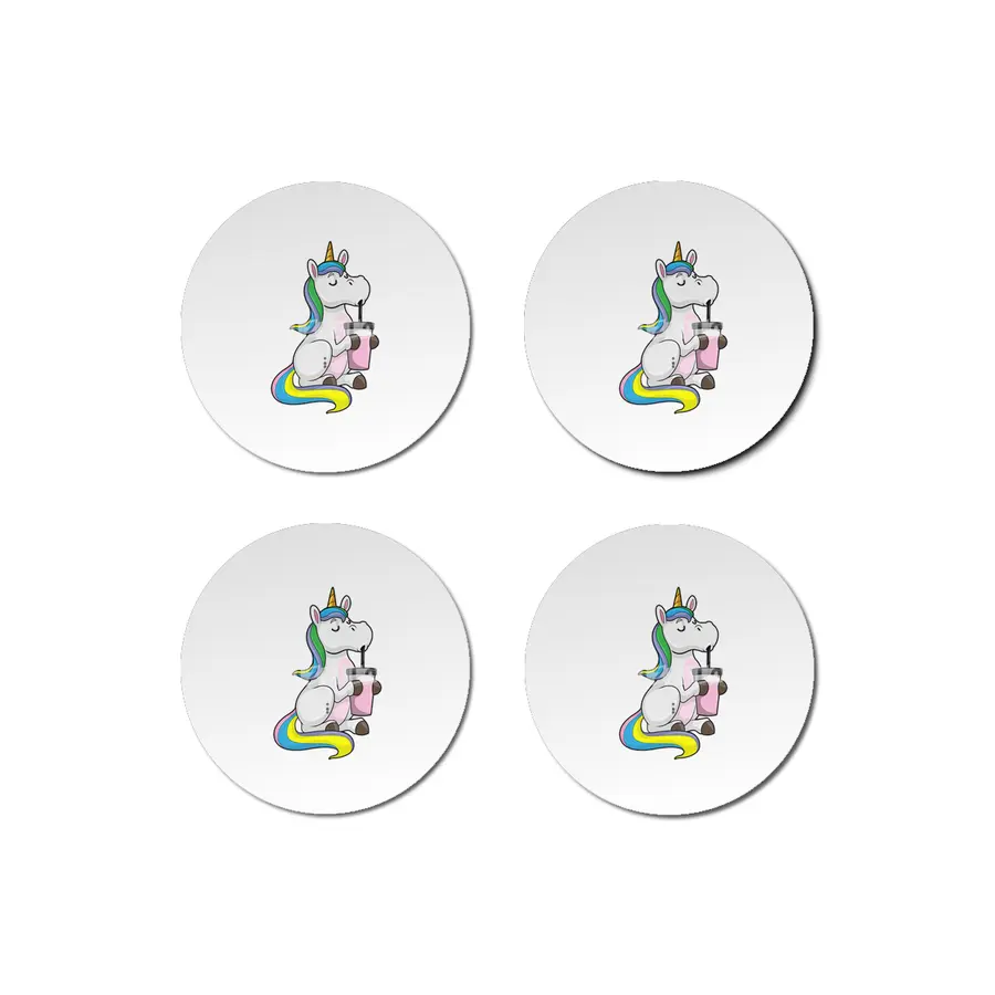 Unicorn with Bubble Tea Bardak Altlığı