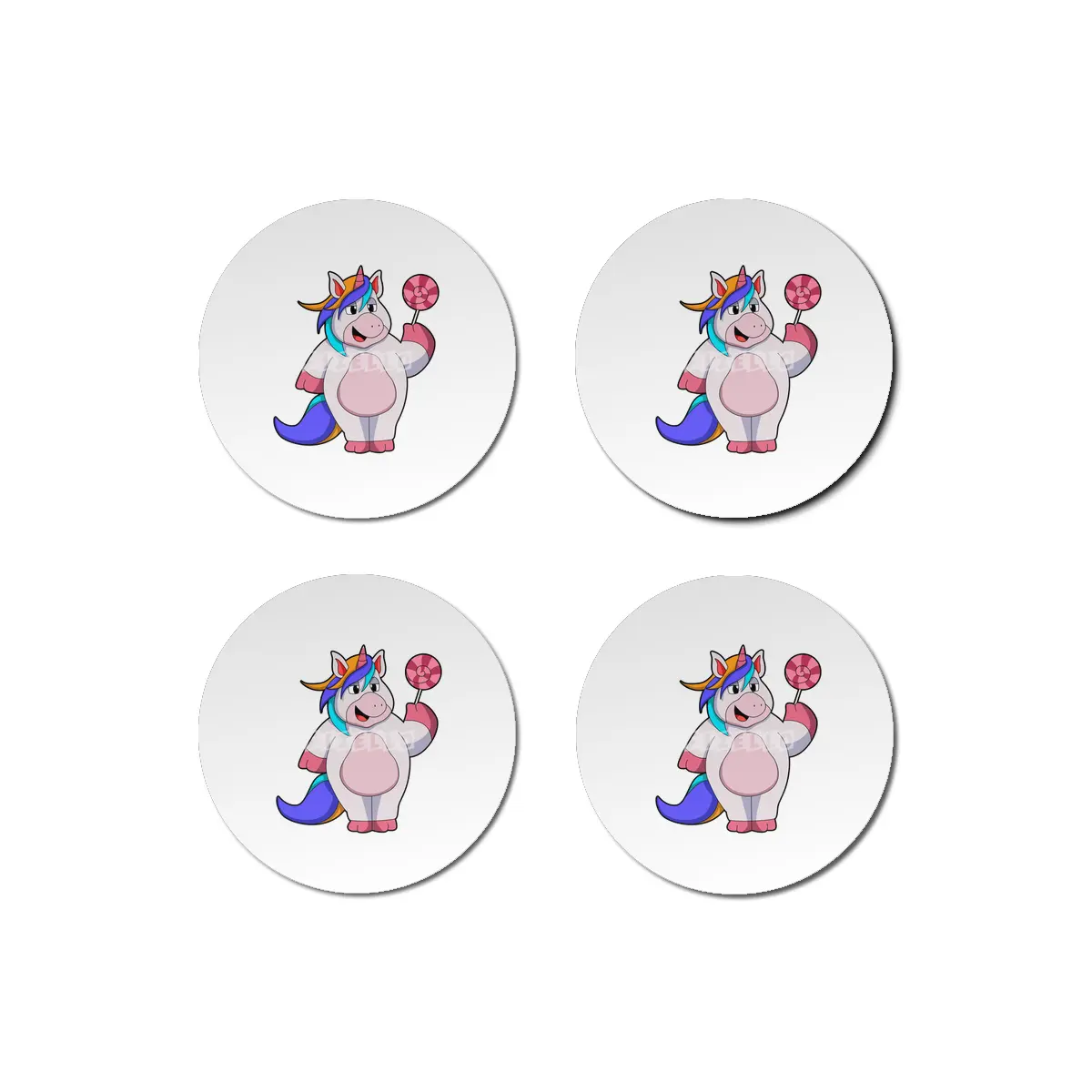 Unicorn with Lollipop Bardak Altlığı