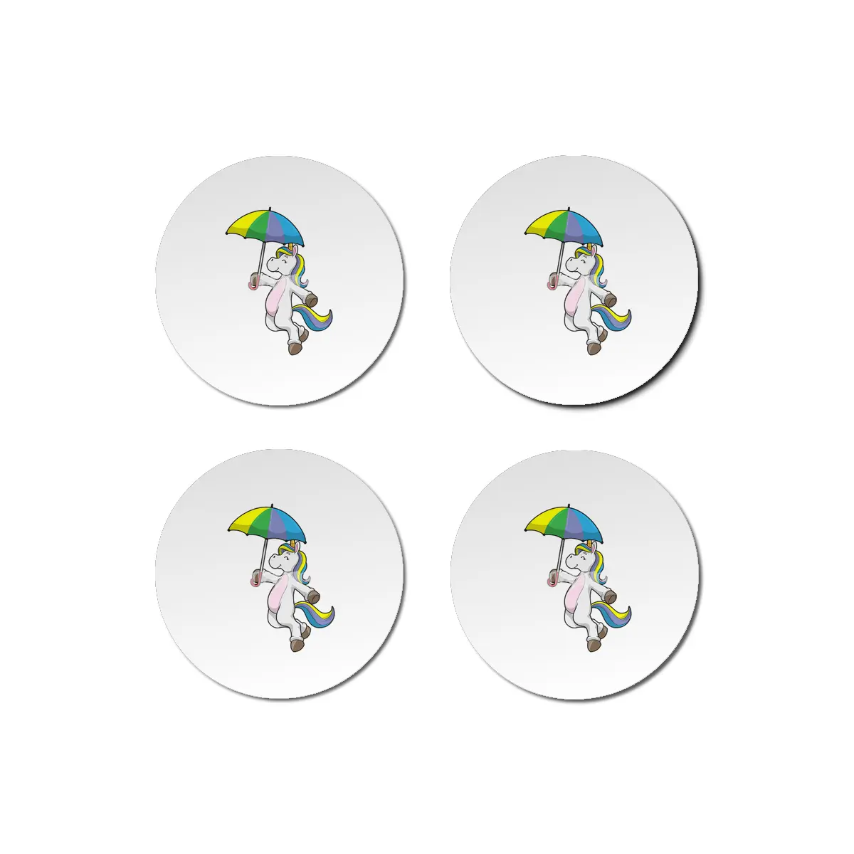 Unicorn with Umbrella Bardak Altlığı