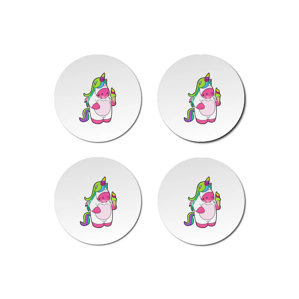 Unicorn with Waffle Ice cream Bardak Altlığı
