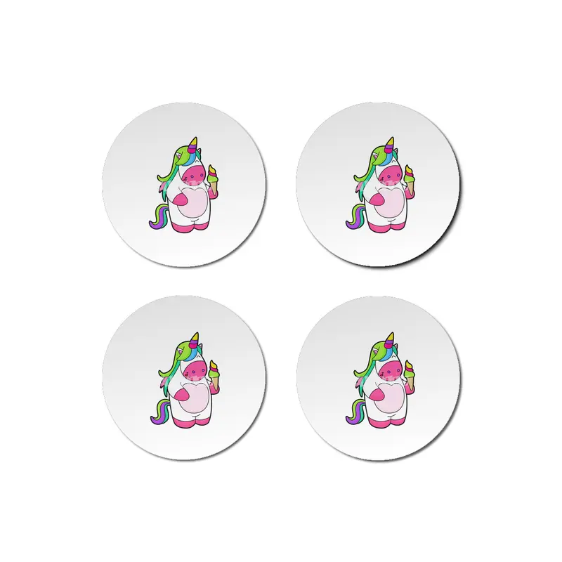 Unicorn with Waffle Ice cream Bardak Altlığı