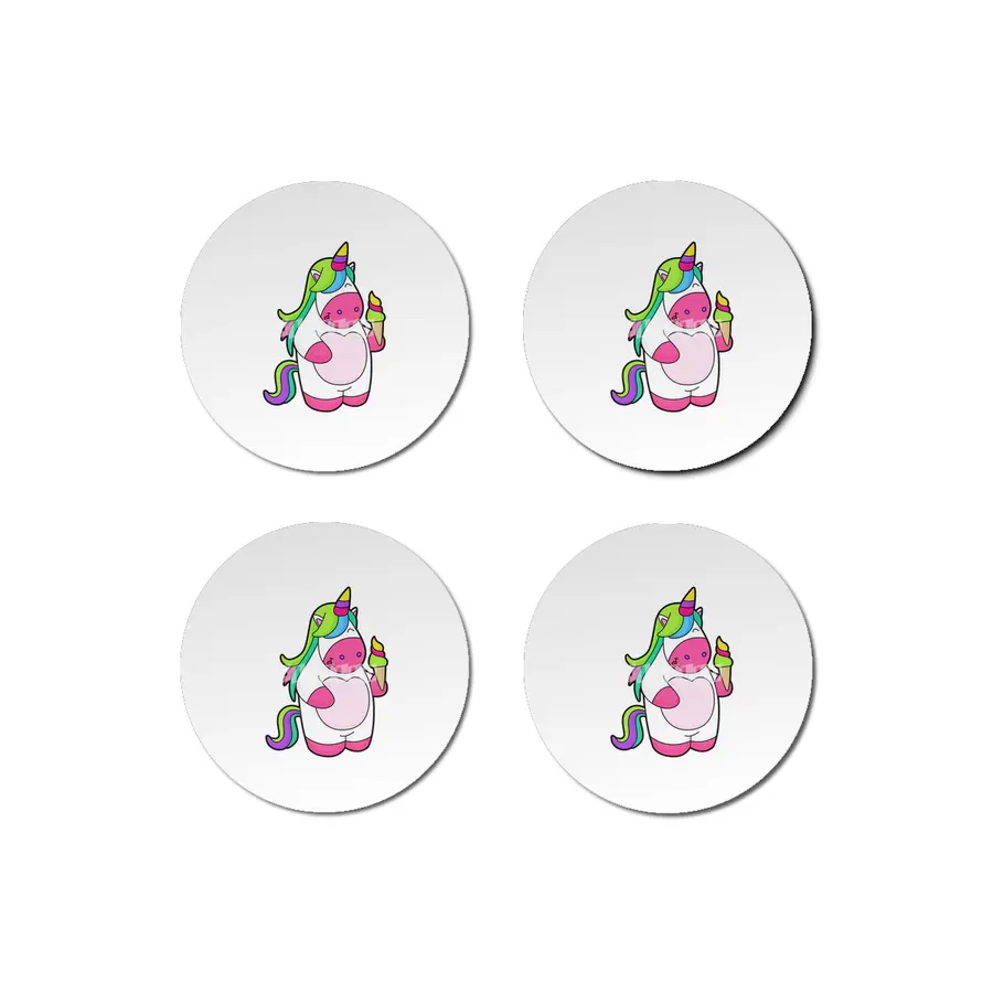 Unicorn with Waffle Ice cream Bardak Altlığı