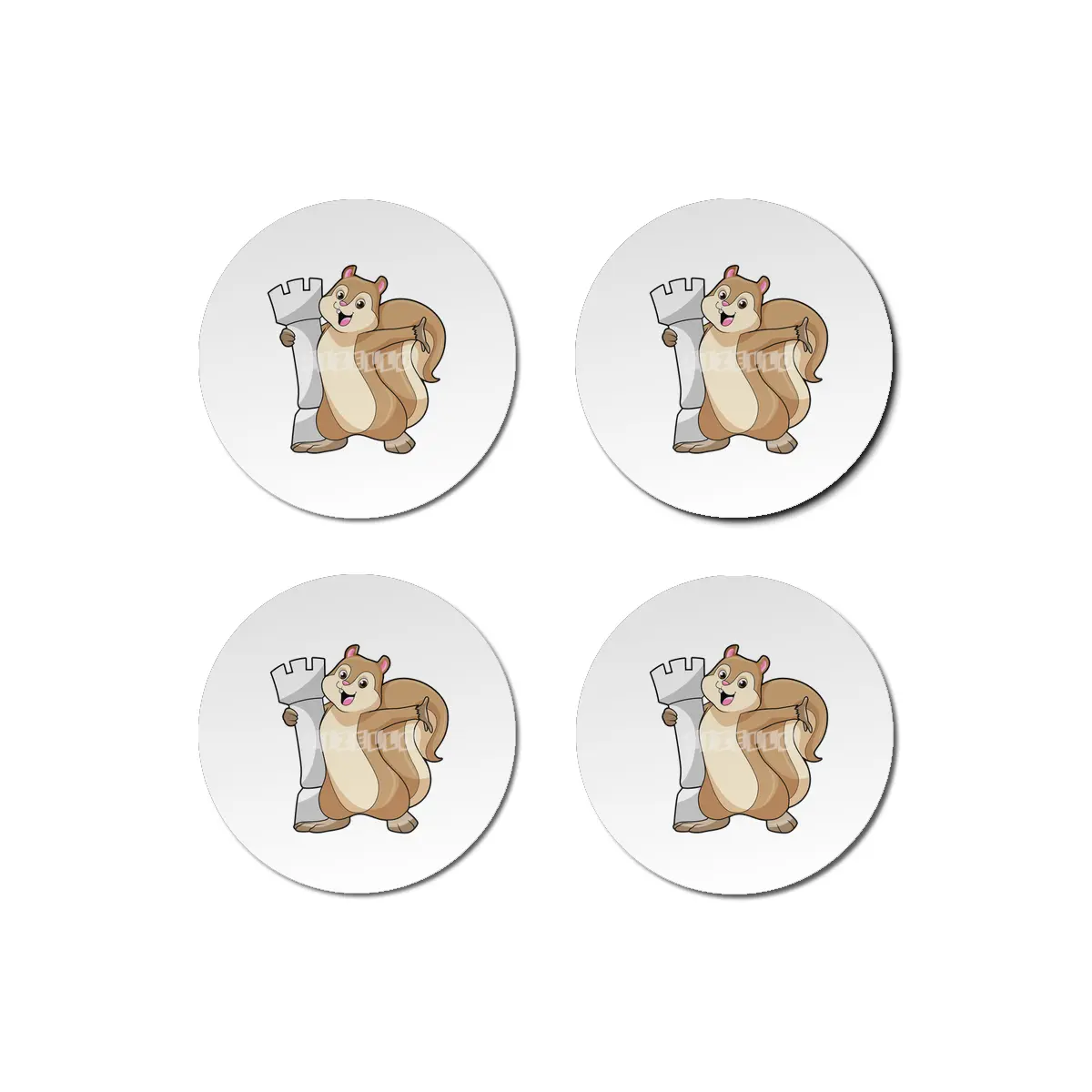 Squirrel at Chess with Chess piece King Bardak Altlığı