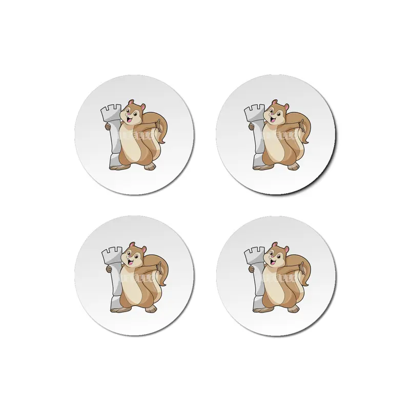 Squirrel at Chess with Chess piece King Bardak Altlığı