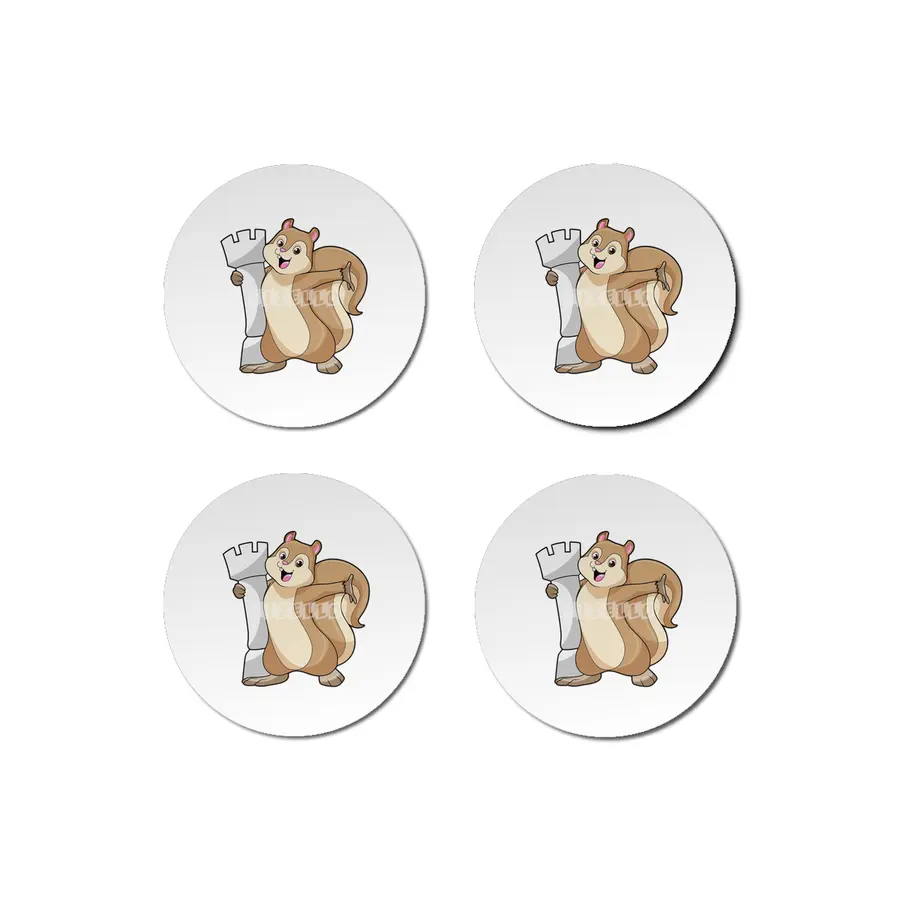 Squirrel at Chess with Chess piece King Bardak Altlığı