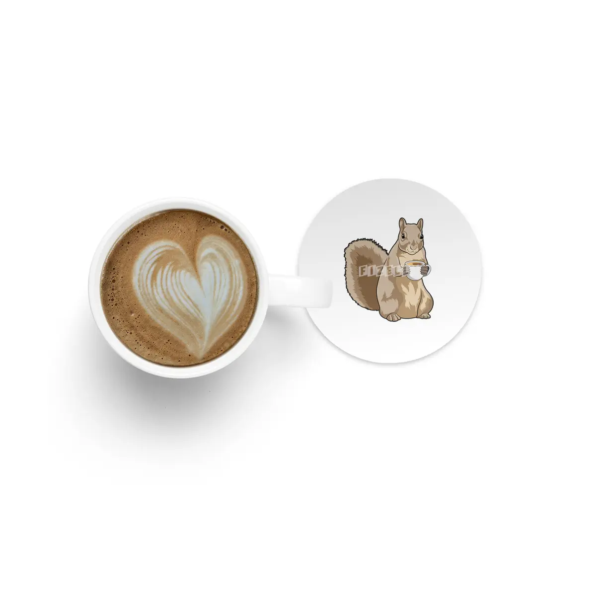 Squirrel with Cup of Coffee Bardak Altlığı