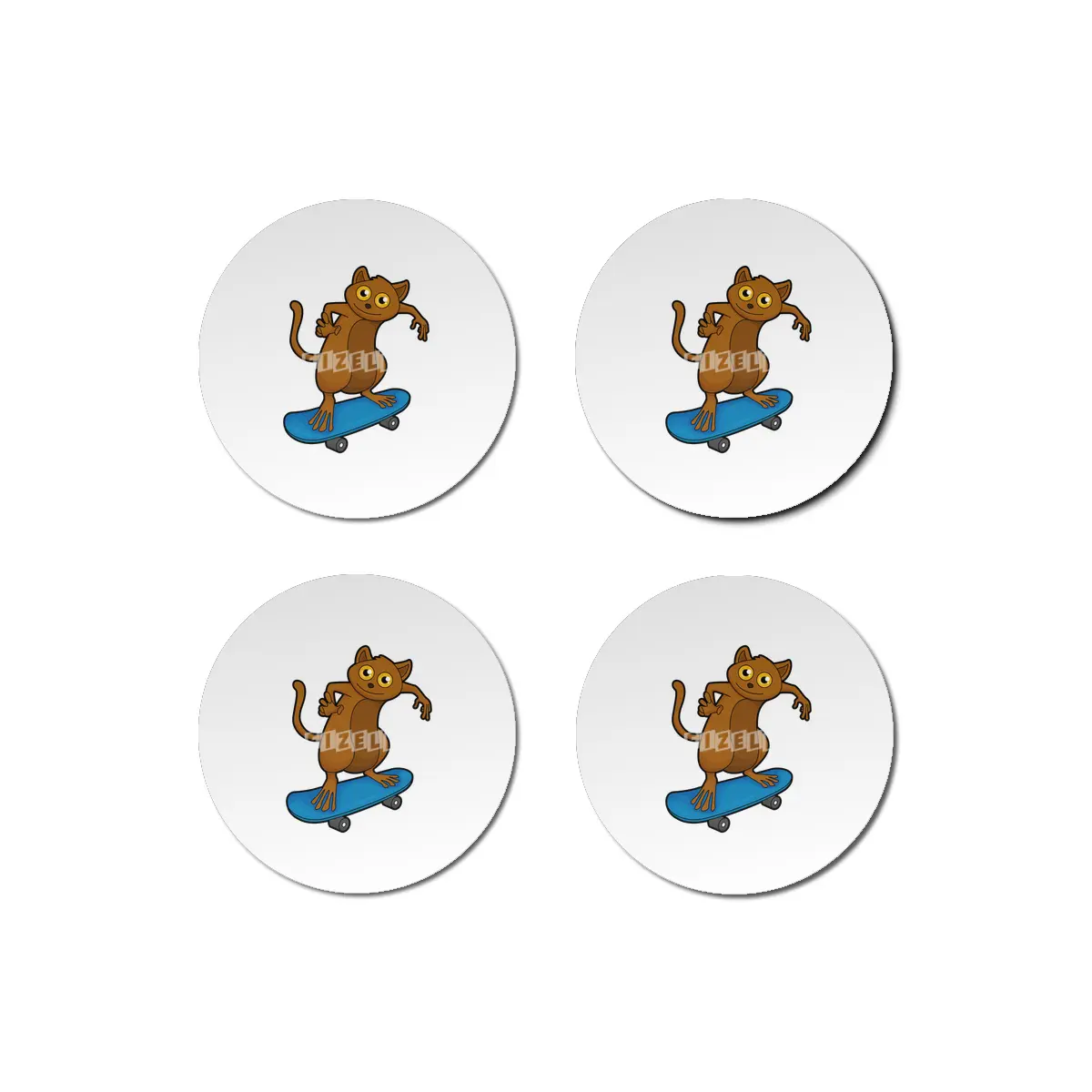 Tarsier as Skater with Skateboard Bardak Altlığı