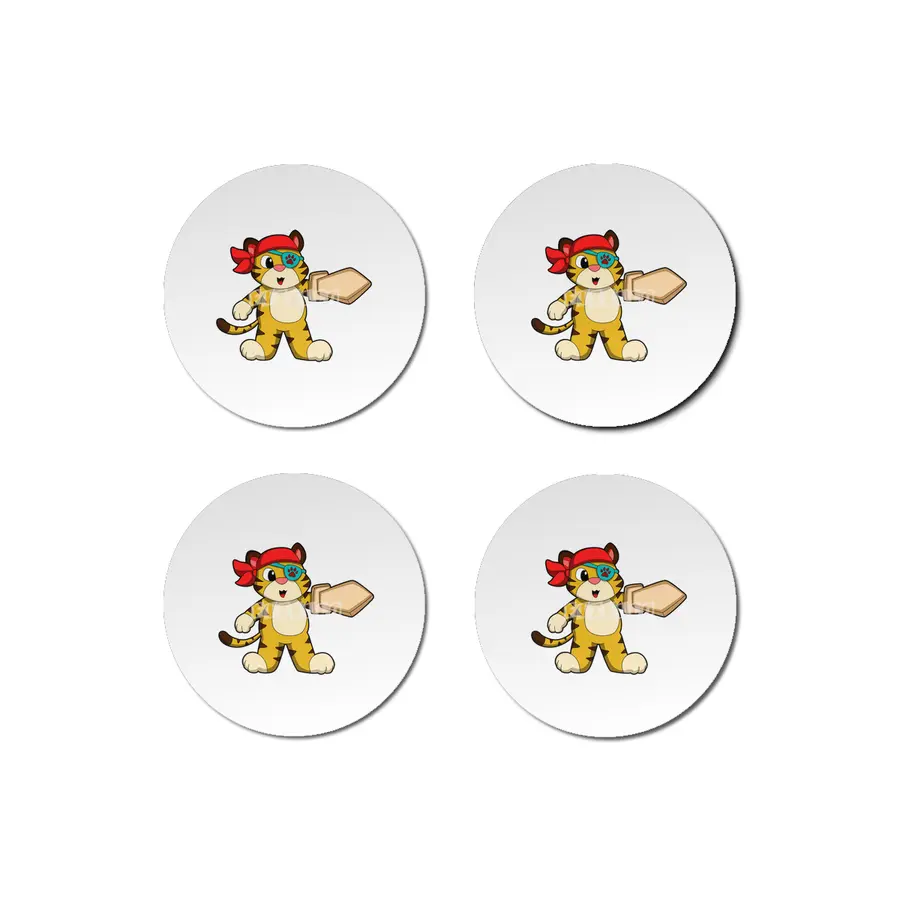 Tiger as Pirate with Eye patch & Sword Bardak Altlığı