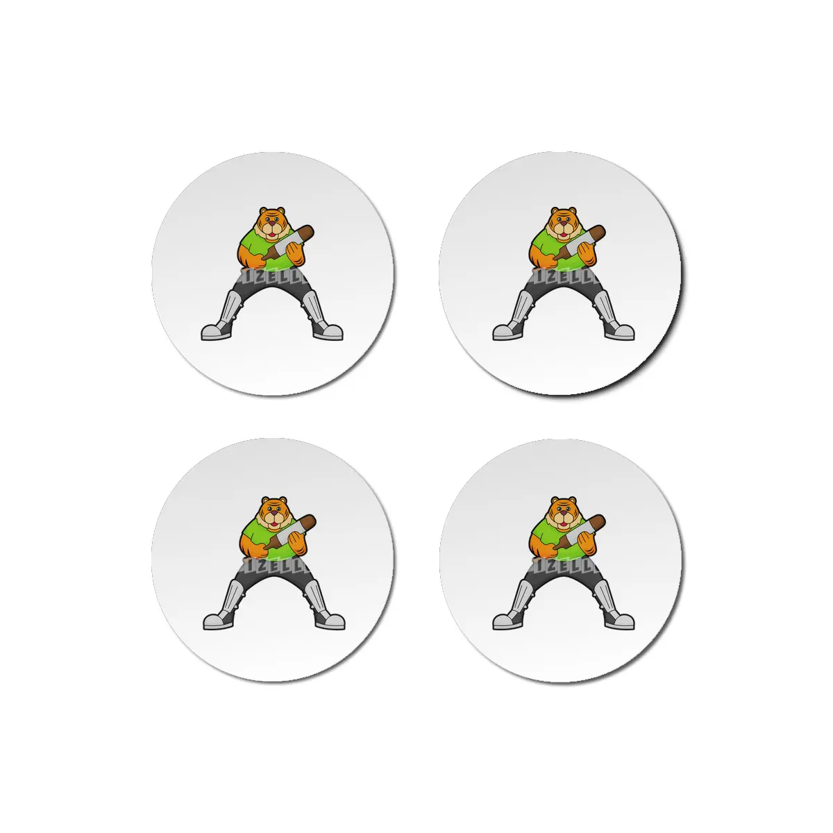 Tiger at Cricket with Cricket bat Bardak Altlığı