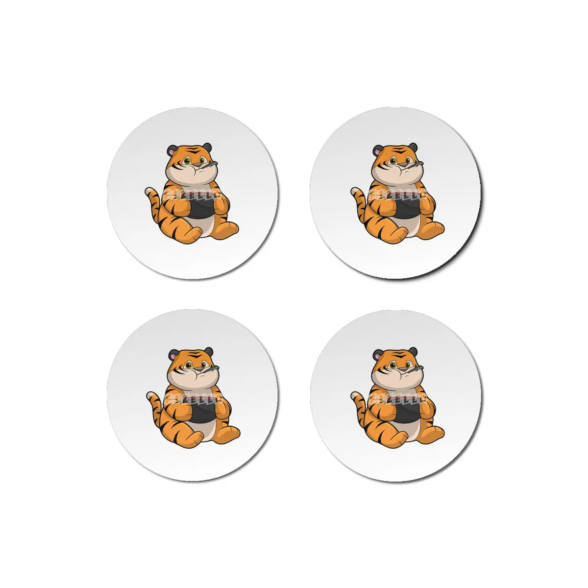 Tiger at Eating with Bowl Bardak Altlığı