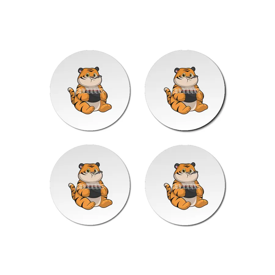 Tiger at Eating with Bowl Bardak Altlığı