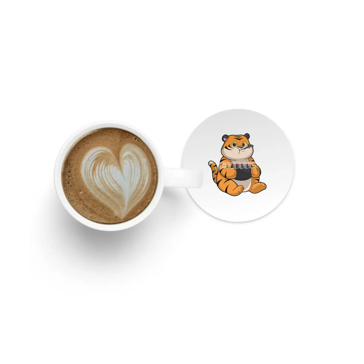 Tiger at Eating with Bowl Bardak Altlığı