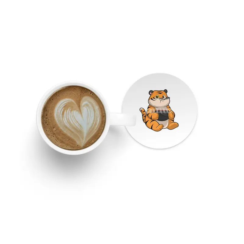 Tiger at Eating with Bowl Bardak Altlığı