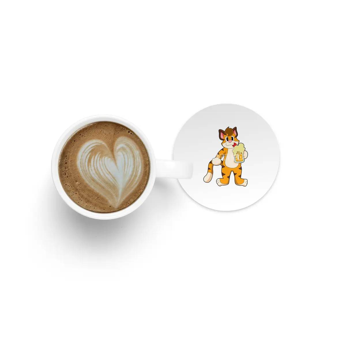 Tiger with Mug of Beer Bardak Altlığı