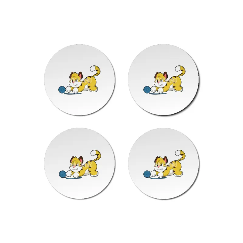 Tiger with Woll yarn ball Bardak Altlığı