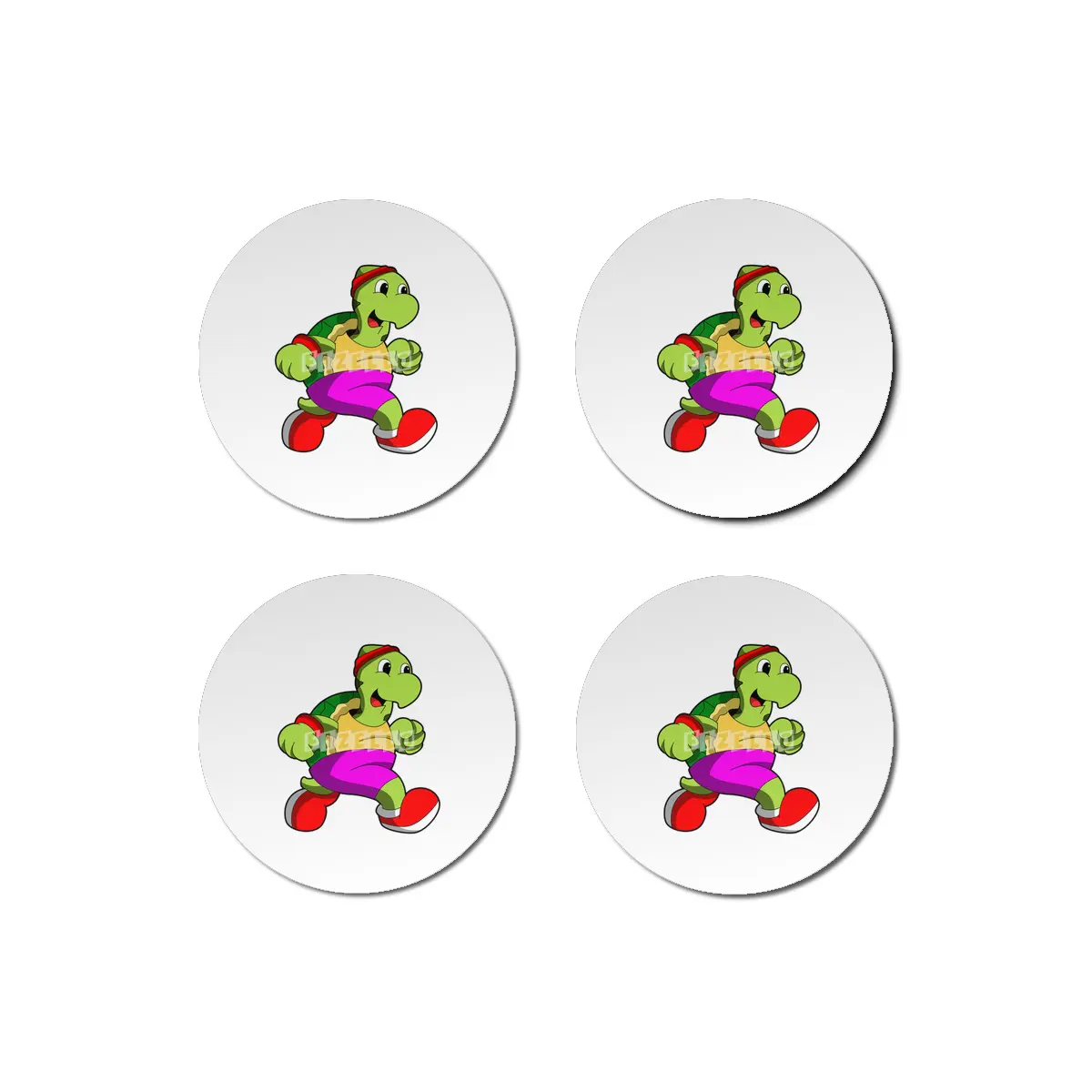 Turtle as Jogger with Headband Bardak Altlığı