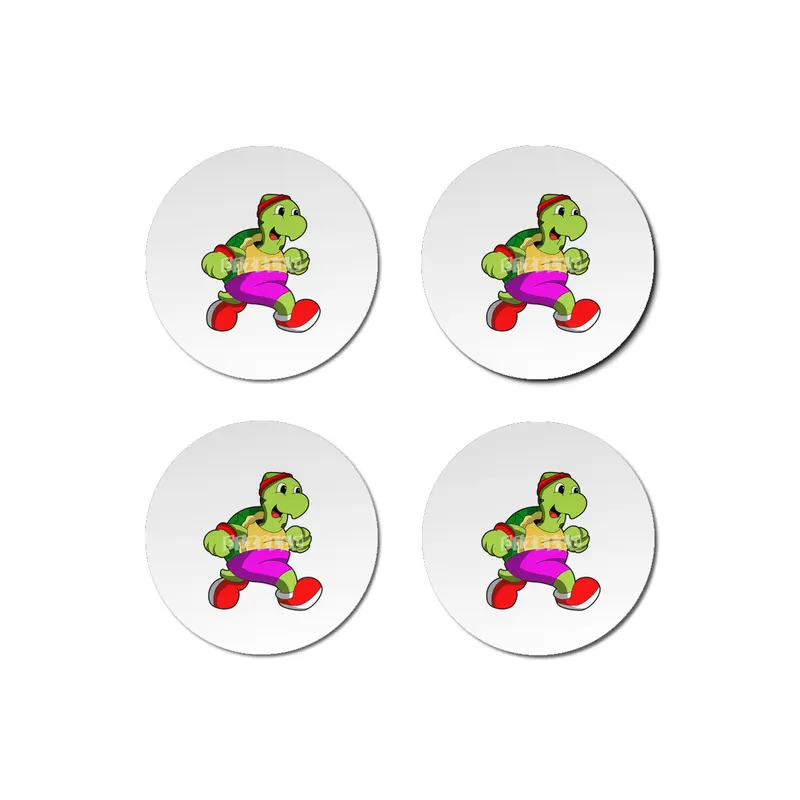 Turtle as Jogger with Headband Bardak Altlığı