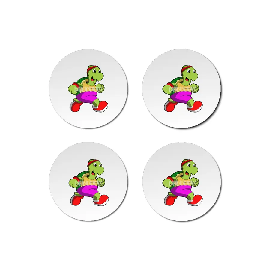 Turtle as Jogger with Headband Bardak Altlığı