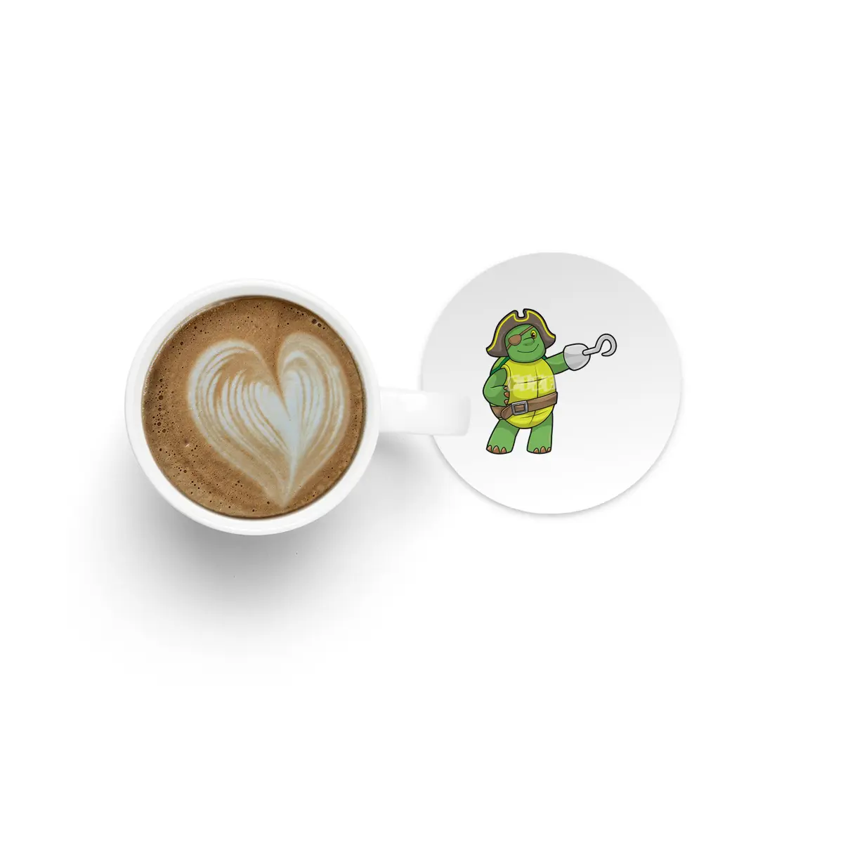 Turtle as Pirate with Hooked hand & Eye patch Bardak Altlığı