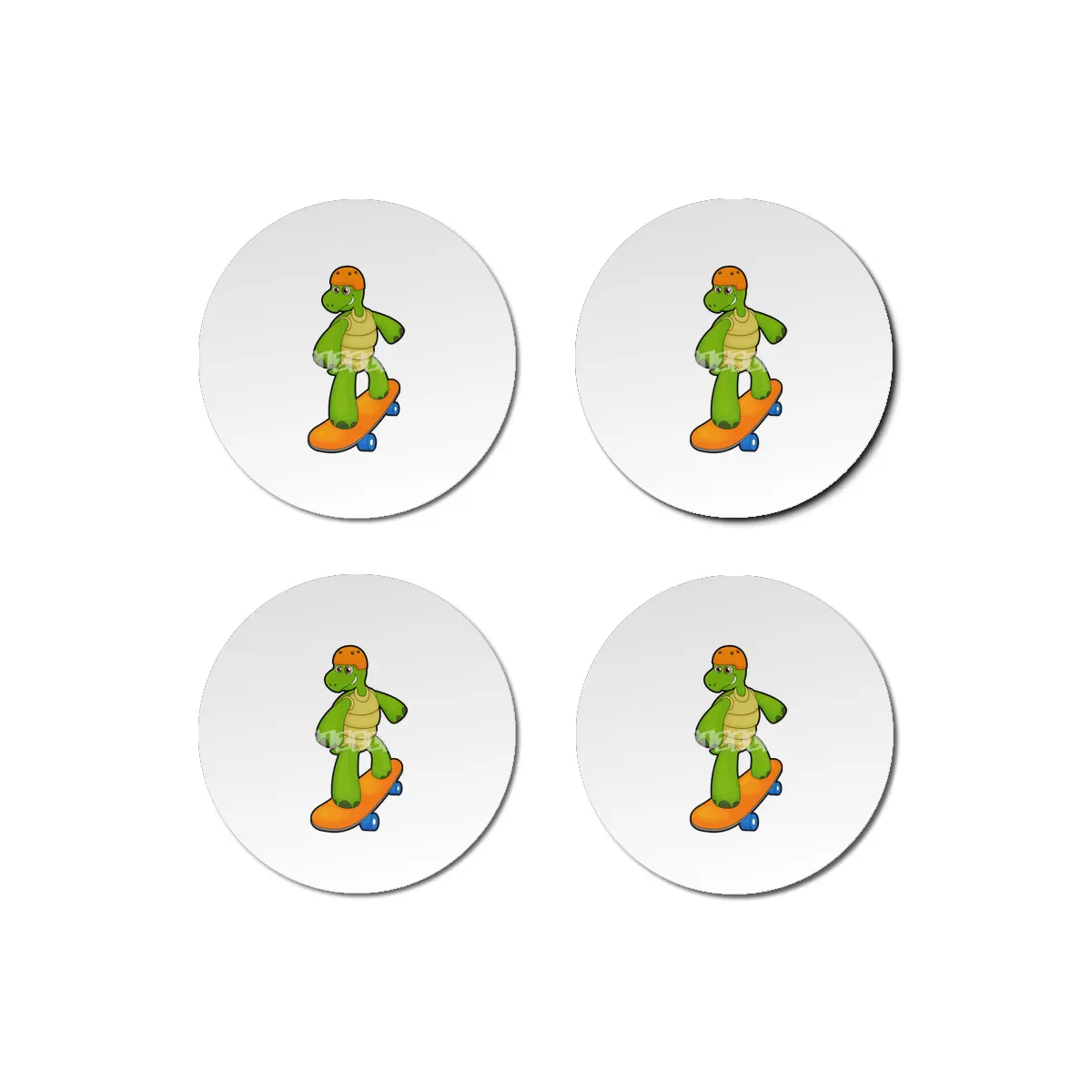 Turtle as Skateboarder with Skateboard & Helmet Bardak Altlığı