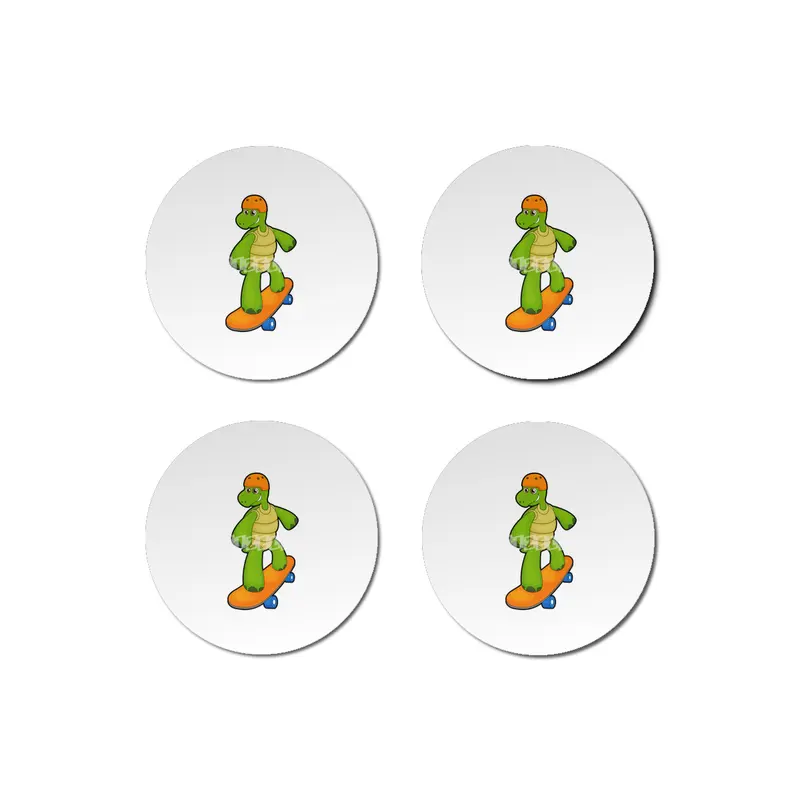 Turtle as Skateboarder with Skateboard & Helmet Bardak Altlığı