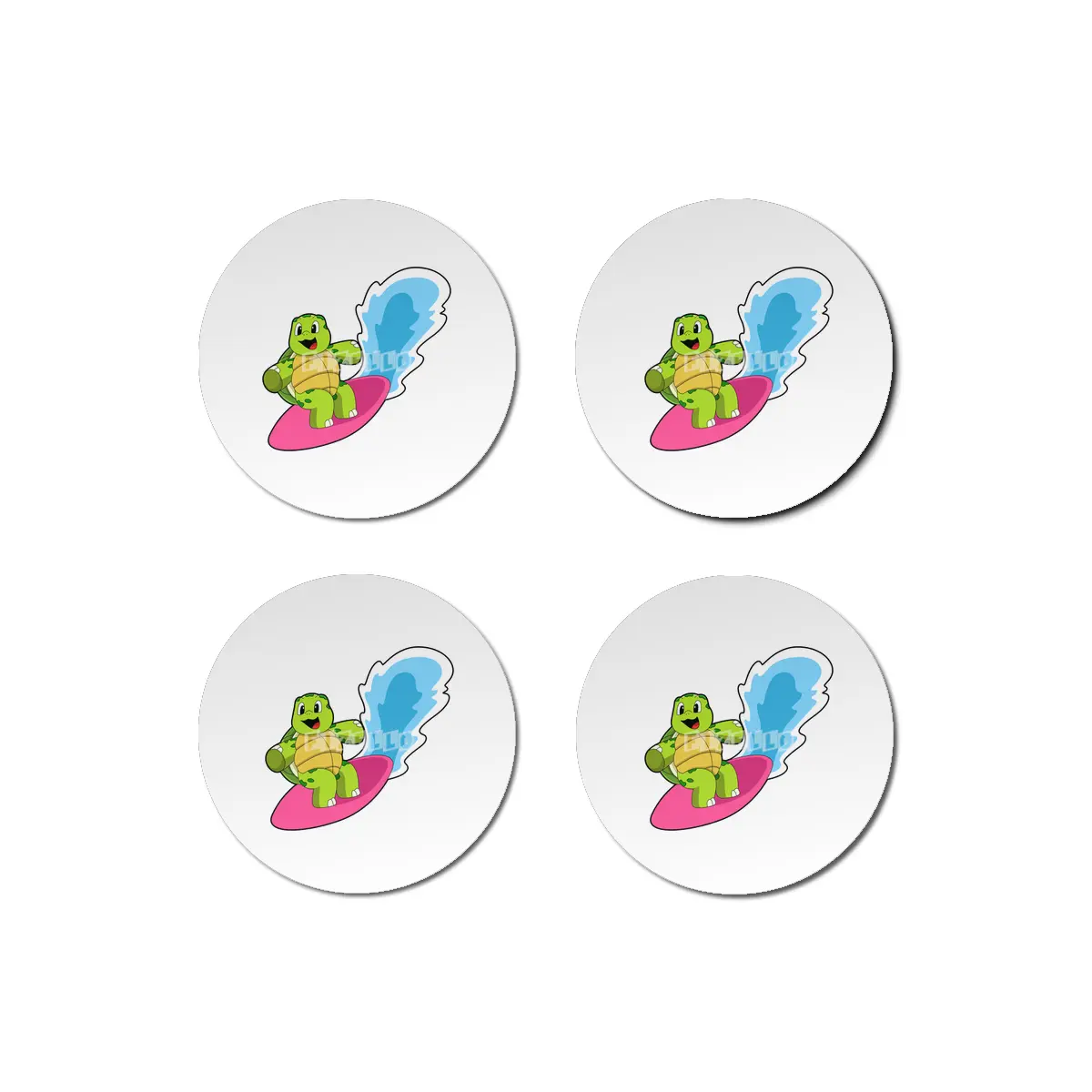 Turtle as Surfer with Surfboard Bardak Altlığı