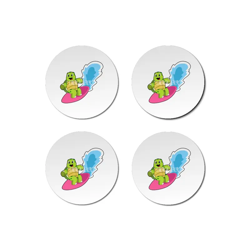 Turtle as Surfer with Surfboard Bardak Altlığı