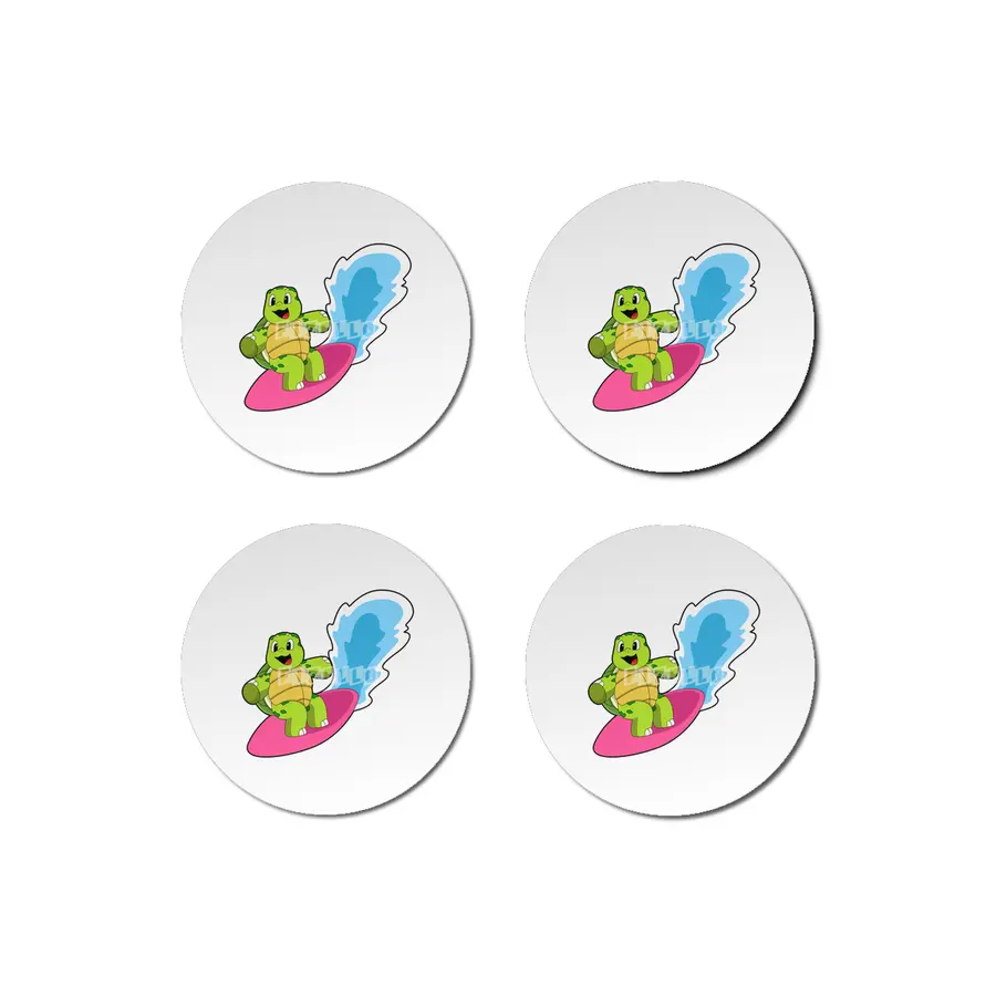Turtle as Surfer with Surfboard Bardak Altlığı