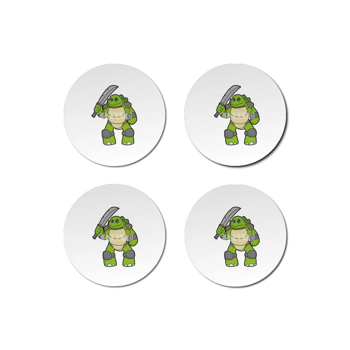 Turtle as Warrior with Sword Bardak Altlığı