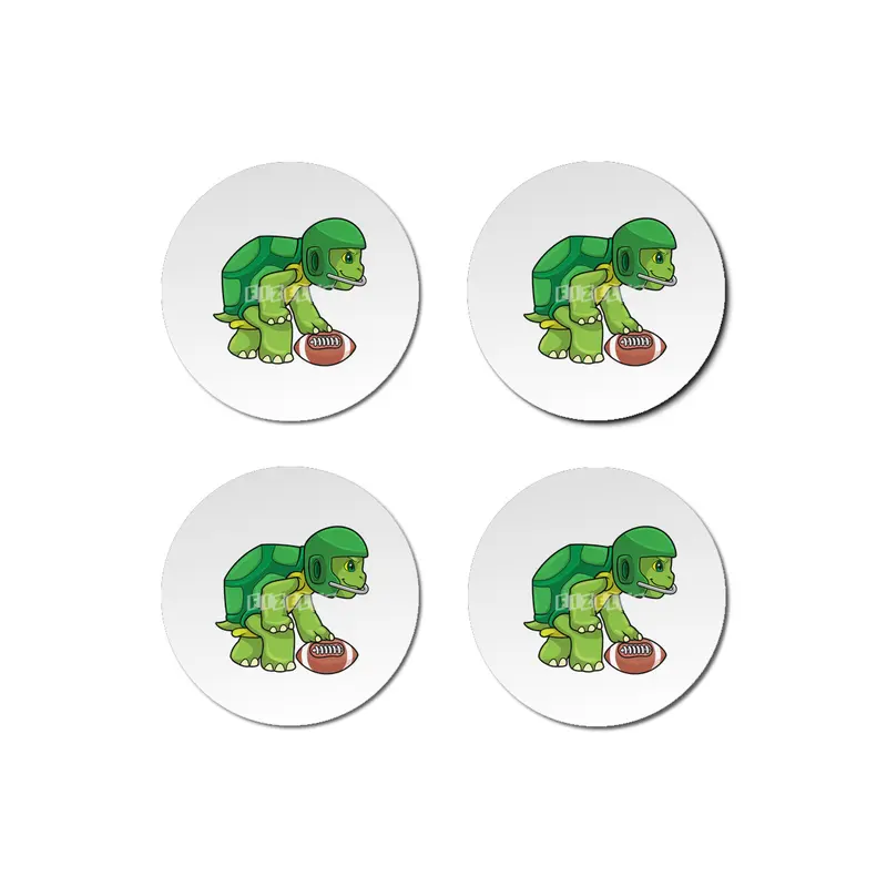 Turtle at Sports with Football & Helmet Bardak Altlığı