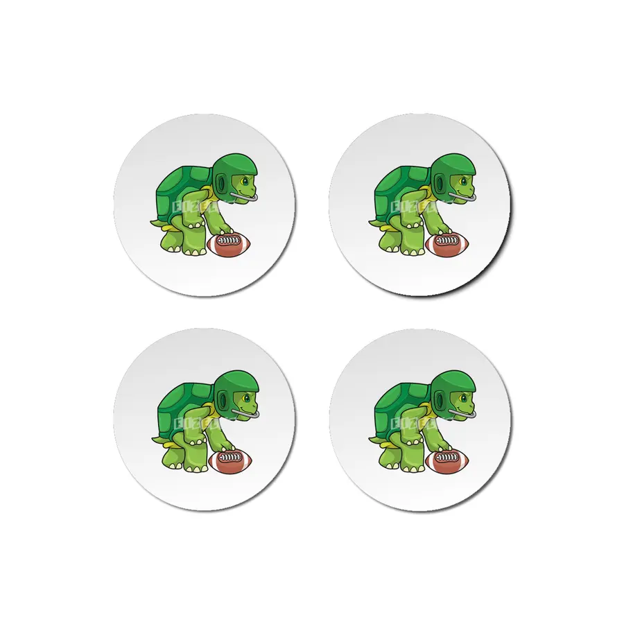 Turtle at Sports with Football & Helmet Bardak Altlığı