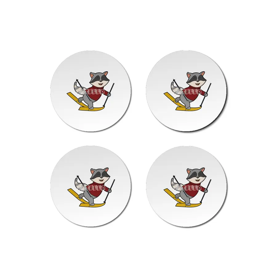 Raccoon as Skier with Skis and Ski poles Bardak Altlığı