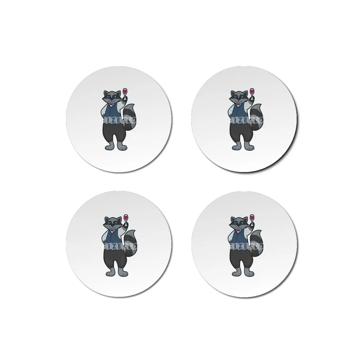 Raccoon with Wine glass Bardak Altlığı