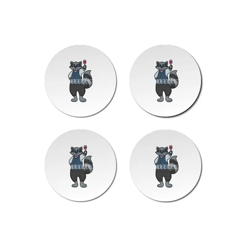 Raccoon with Wine glass Bardak Altlığı
