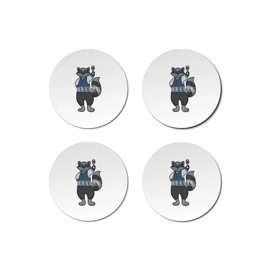 Raccoon with Wine glass Bardak Altlığı