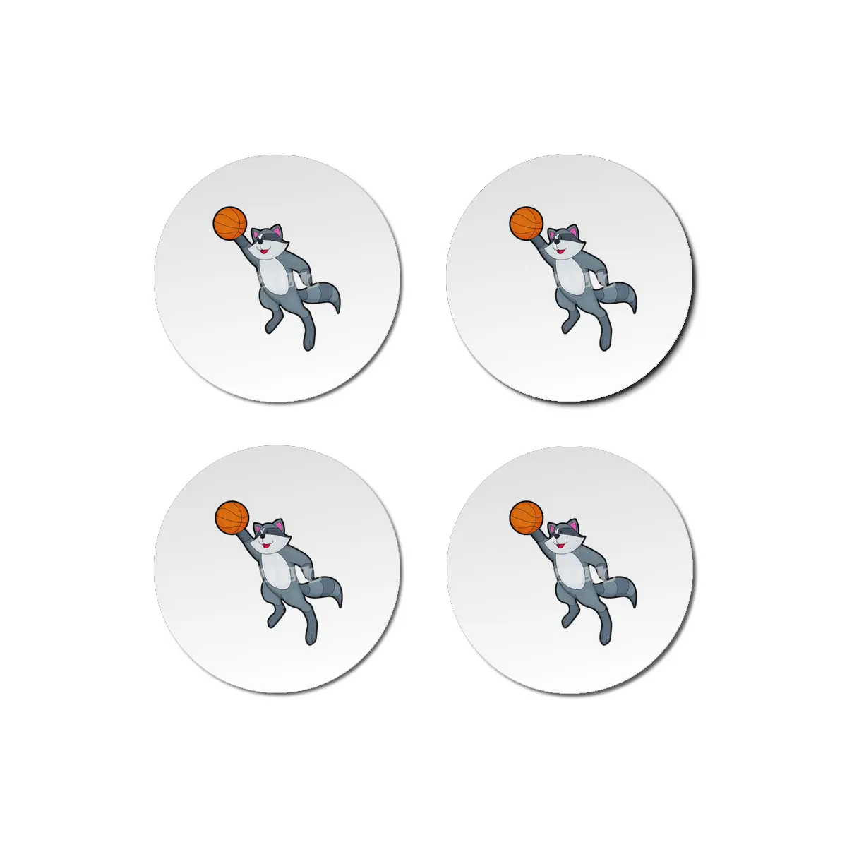 Racoon as Basketball player with Basketball Bardak Altlığı