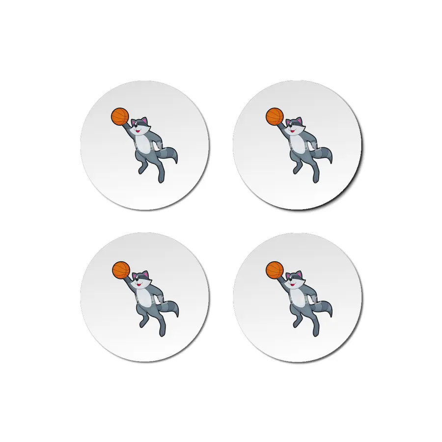 Racoon as Basketball player with Basketball Bardak Altlığı