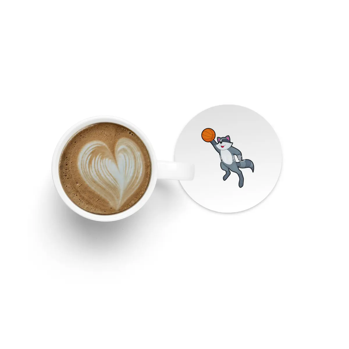 Racoon as Basketball player with Basketball Bardak Altlığı