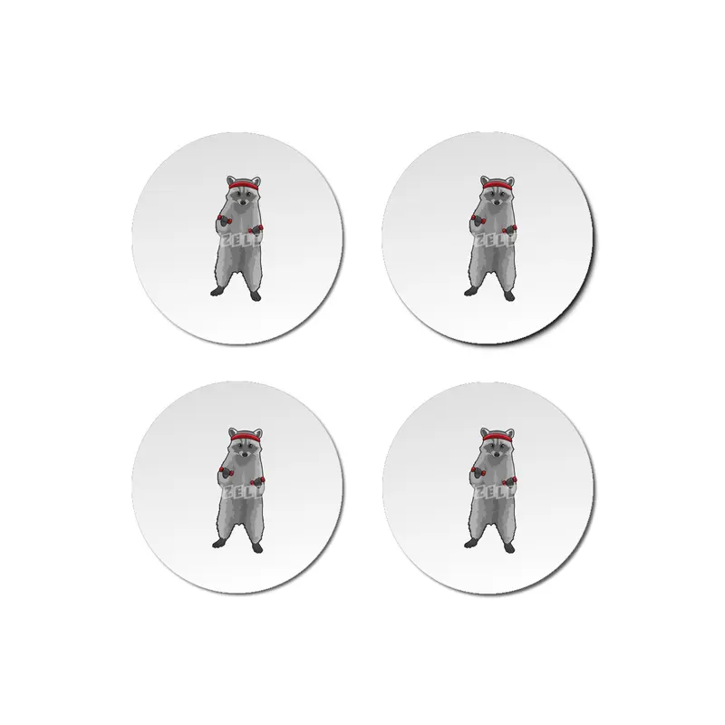 Racoon at Fitness with Dumbbells Bardak Altlığı