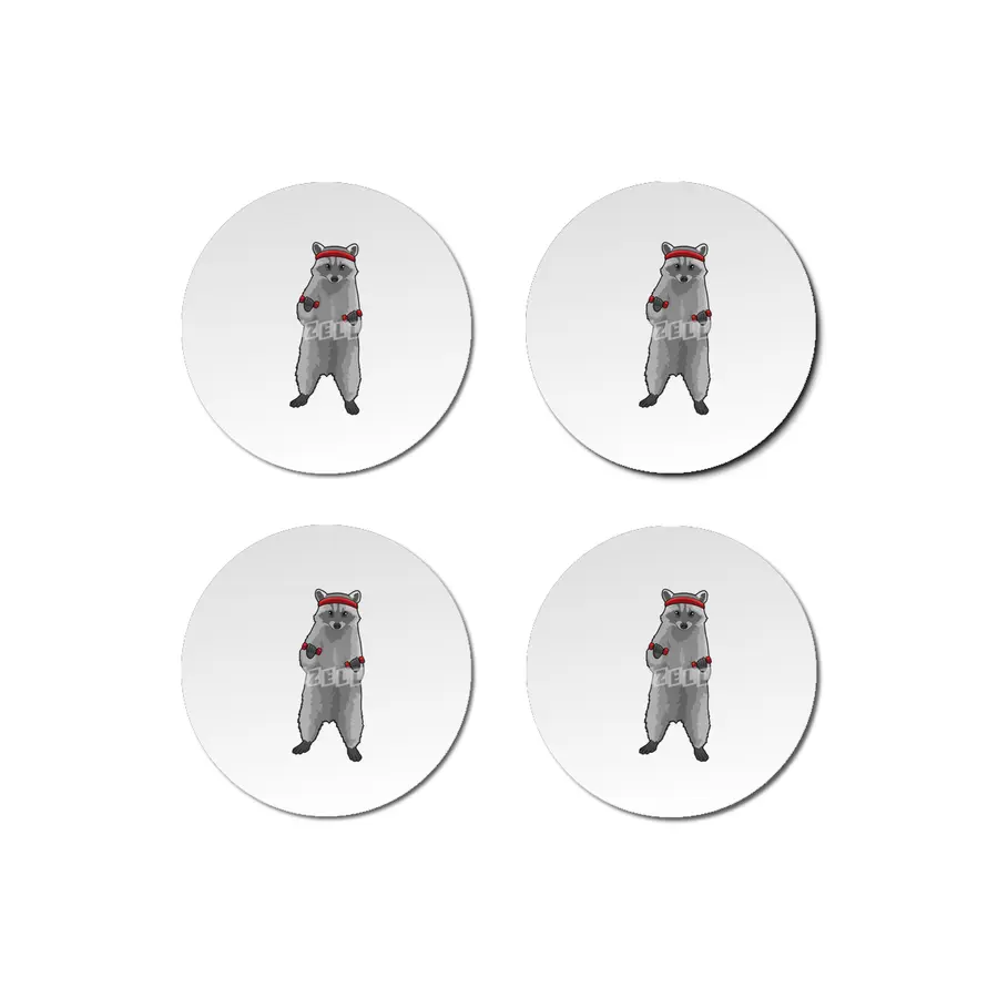Racoon at Fitness with Dumbbells Bardak Altlığı