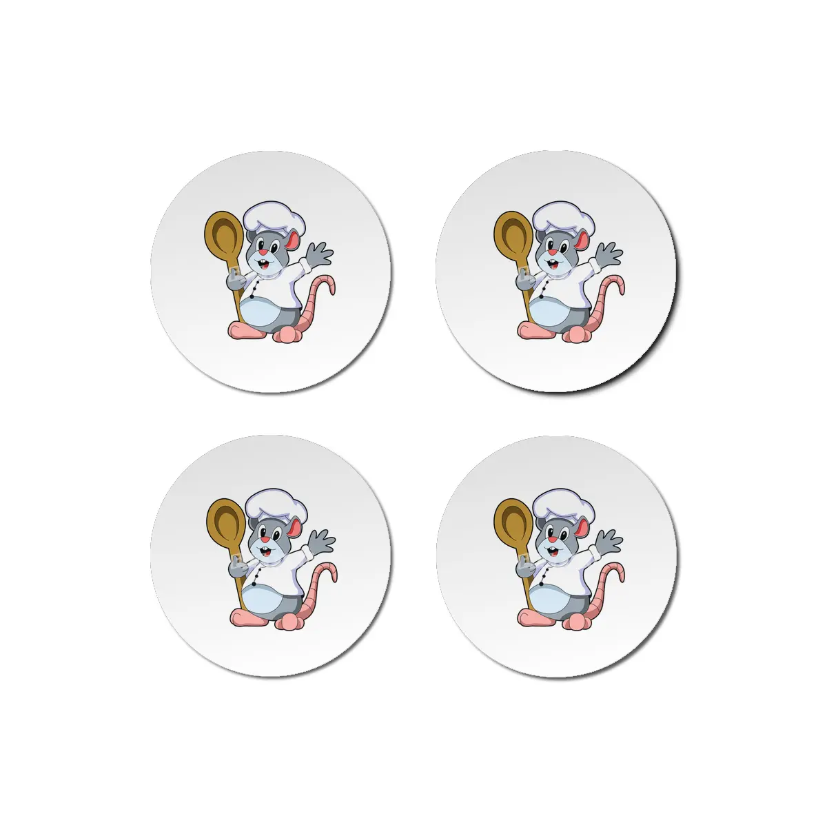 Rat as Chef with Cooking apron & Wooden spoon Bardak Altlığı