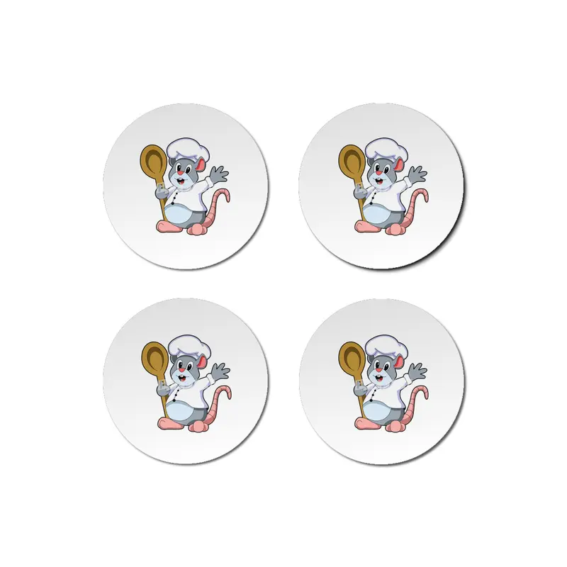 Rat as Chef with Cooking apron & Wooden spoon Bardak Altlığı