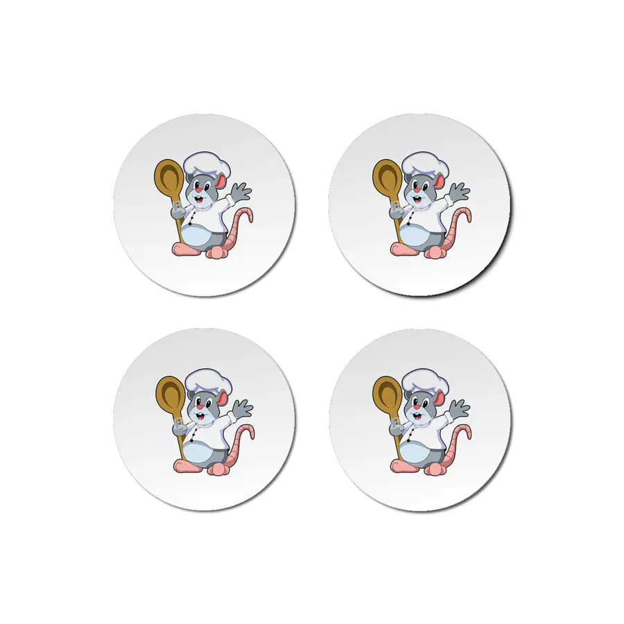 Rat as Chef with Cooking apron & Wooden spoon Bardak Altlığı
